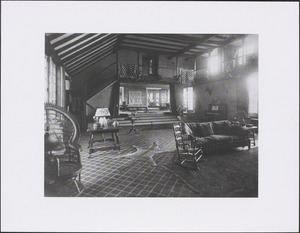 Trophy room at Irving K. and Edith Taylor home, facing north, 5 Aunt Edith's Way, South Yarmouth, Mass.