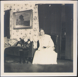 Mrs. H. C. Thacher (nee Bray) in the homestead circa 1918