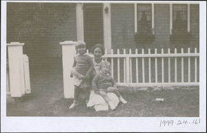 Faith Phillips Perera with her two sons at Land's End Cottage, 268 Old King's Highway, Yarmouth Port, Mass.