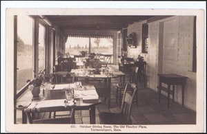 Outdoor dining area of Old Thacher Place, 162 Old King's Highway, Yarmouth Port, Mass.