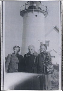 Mary Thacher at center with Ethel Bailey Goodell on Sandy Neck