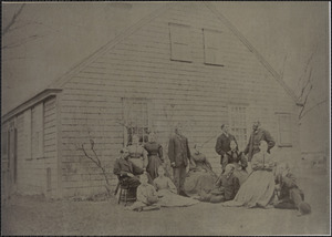 Orlando Baker with family at his home, 57 Pleasant Street, South Yarmouth, Mass.