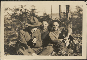 Albert Chase with two friends in uniform, World War I