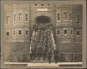 World War I soldiers in front of armory