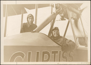 Charles Henry Davis in Curtiss Model H flying boat with unidentified man