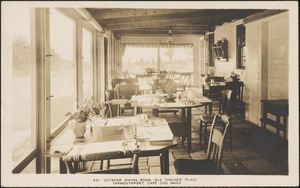 Outdoor dining room, Old Thacher Place, 122 Old King's Highway, Yarmouth Port, Mass.