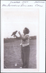 Kathryn Williams feeding a crow