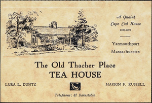 Thacher Tea House, Yarmouth Port, Mass.