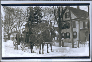 William Crowell with horse and buggy delivering groceries