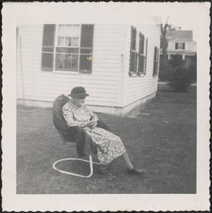 Alice Taylor at Gorham Pulsifer's home, 382 Route 6A, Yarmouth Port, Mass.