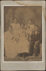 Graduation class of 1900, Yarmouth High School, Ester (Baker) Bliss, first row on left