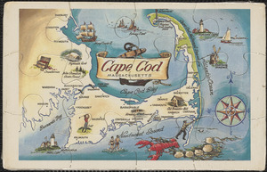 Illustrated puzzle map of Cape Cod, Massachusetts