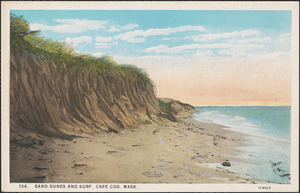 Sand dunes and surf, Cape Cod, Mass.