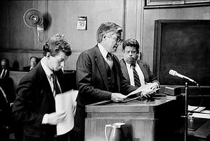 Attorney Simon Leeming, Attorney Al Bieltiz and Attorney McDermott address the appellate court