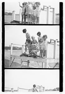 Group portraits near pond or beach