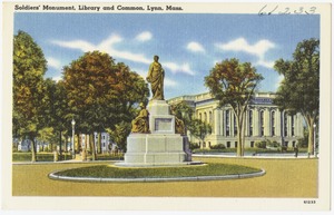 Soldiers' Monument, Library and common, Lynn, Mass.