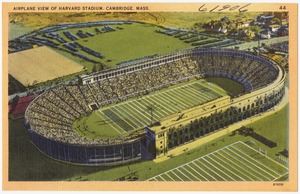 Airplane view of Harvard Stadium, Cambridge, Mass.