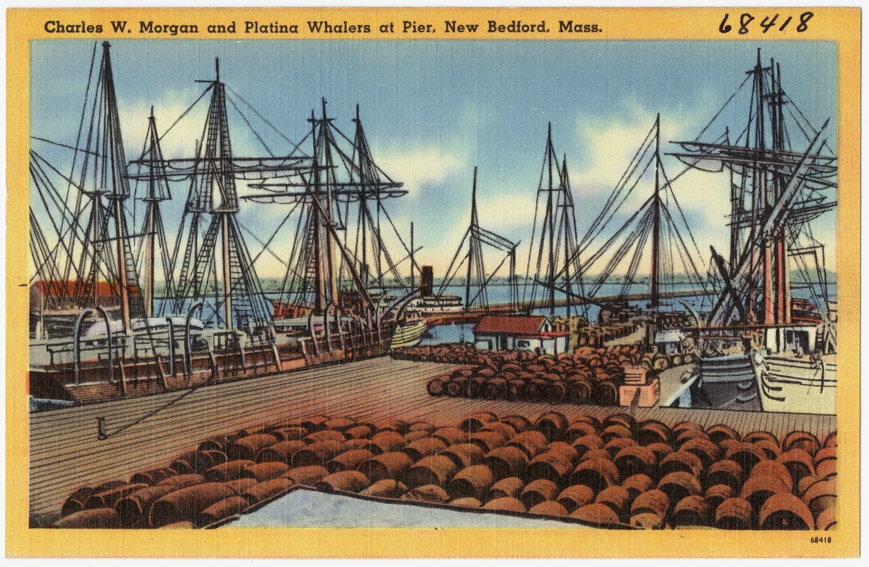 Charles W. Morgan and Platina Whalers at pier, New Bedford, Mass.