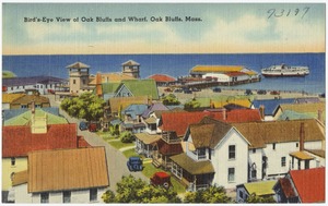 Bird's-eye view of Oak Bluffs and wharf, Oak Bluffs, Mass.