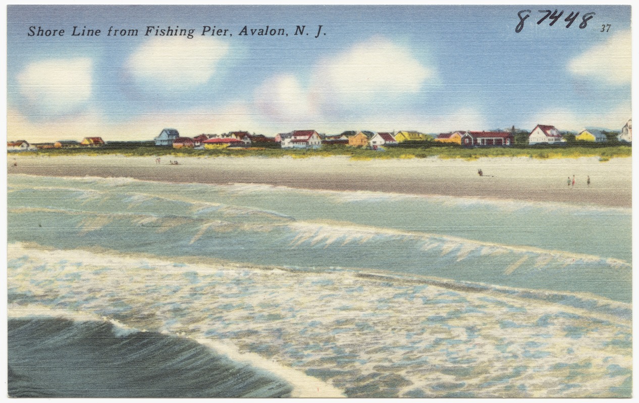 Shore line from fishing pier, Avalon, N. J.