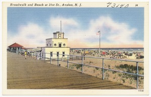 Boardwalk and beach at 21st St., Avalon, N. J.