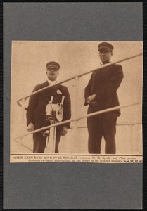 Captain M. K. Sylvia and his Pilot Arthur Robinson on the bridge of the steamer Islander, New Bedford, MA