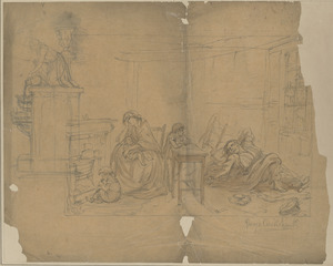 Original sketch, unpublished, to illustrate "The Drunkard's Children" or "The Bottle"