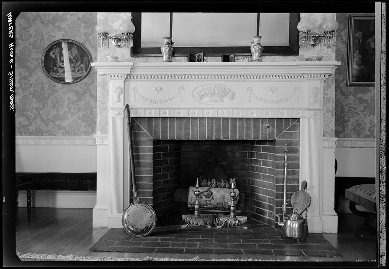 Waters House, interior, fireplace