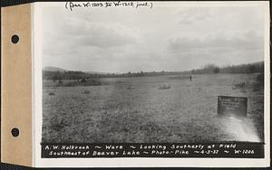 A.W. Holbrook, looking southerly at field southeast of Beaver Lake, Ware, Mass., Apr. 3, 1937