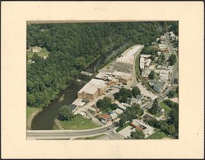 Aerial view of Eagle Mill, town and river