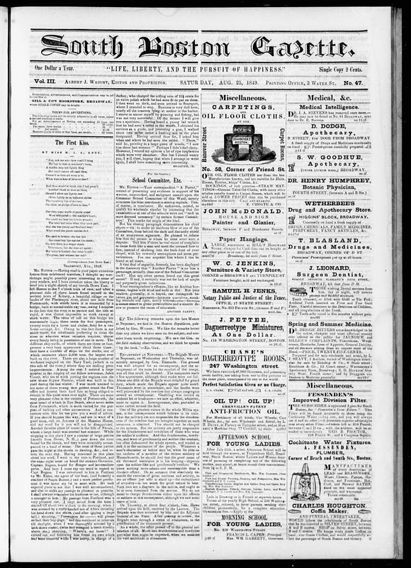 South Boston Gazette, August 25, 1849 Digital Commonwealth