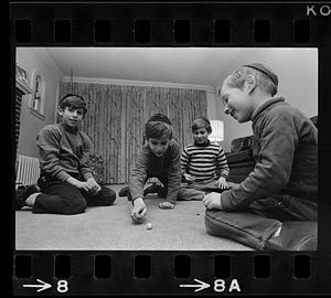 Jewish boys play with dradle, Brookline