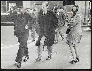 Three Sheets To The Wind was the way most pedestrians in downtown Boston acted yesterday in fighting the gusts that made walking back to the surest procedure at some windy corners.