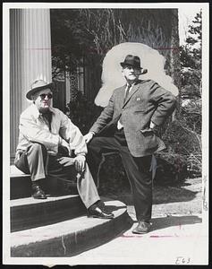 Town Engineer George H. Melcher, left, and Town Accountant Isaac Murray Adams preferred their lunch break outdoors.