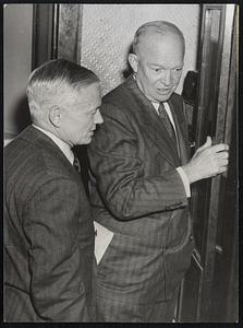 They Clicked-President Eisenhower with his top assistant, 55-year-old Sherman Adams. While governor of New Hampshire, Adams began his support of Eisenhower for President in 1951. But they did not meet until the 1952 Republican convention. The two men found they "felt alike and thought alike," according to a friend.