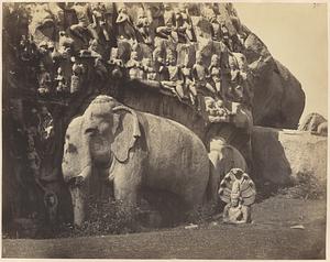Central portion of Arjuna's Penance, or Descent of the Ganges, Mamallapuram, India