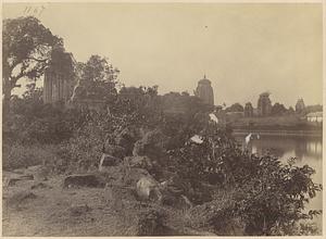 View of temples around Bindu Sagar Lake, Bhubaneswar, India