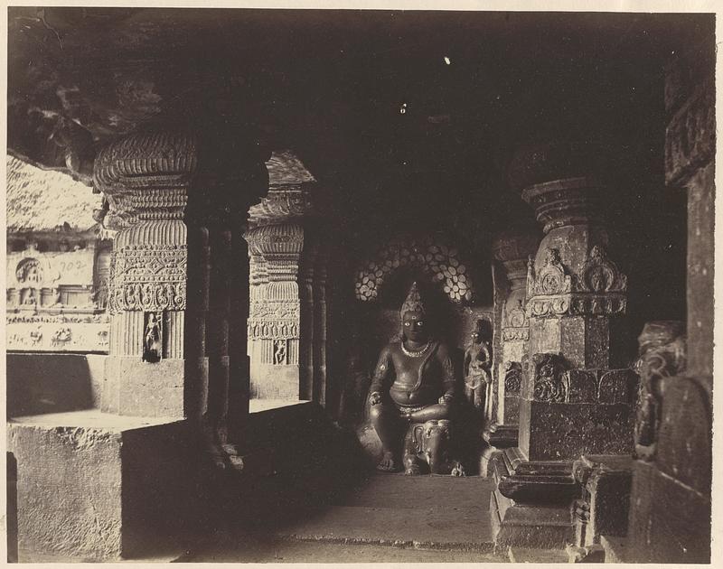 Sculpture of Indra in Indra Sabha Jain Cave Temple (Cave 32), Ellora ...