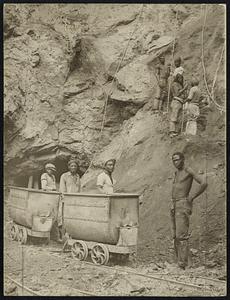 Diamond Miners at the bottom of agreat shaft at the Wesselton Mine, Kimberly, So Africa