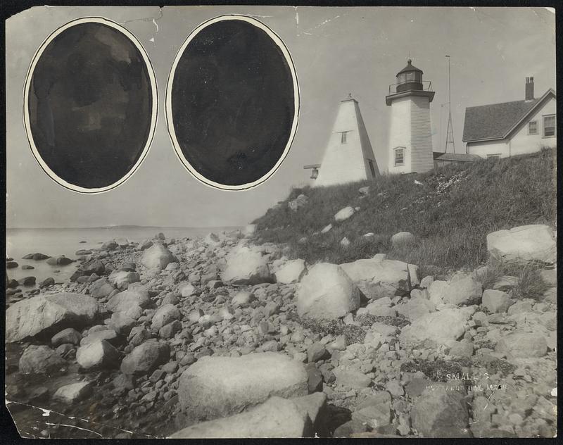 Wings Neck Lighthouse in the town of Bourne on the shore of Buzzards Bay. Familiar to all yachtmen and fishermen of the region. Where General Leonard Wood, president Grover Cleveland and others have done their fishing and duck and shore bird shooting. The New York boats [illegible] Cape Cod could [within?] a few rods at the lighthouse.