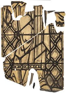 Pieces of a cartoon of an unidentified section of a window