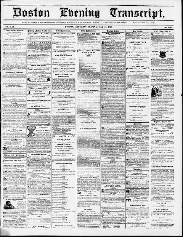 Boston Evening Transcript. May 21, 1859 - Digital Commonwealth