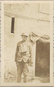 Photograph of Roger Williams Bennett in uniform at Tafournay Farm
