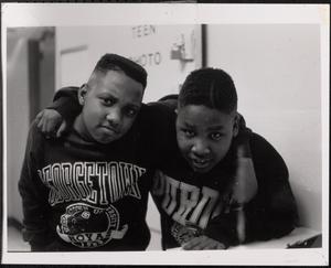 Two friends posing for camera