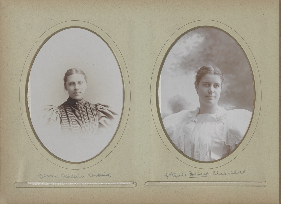 Newton High School, graduation 1895 & few 1896 - Jennie (Jeannie?) Baldwin Kendrick - Gertrude (B.?) Holbrook Churchill -