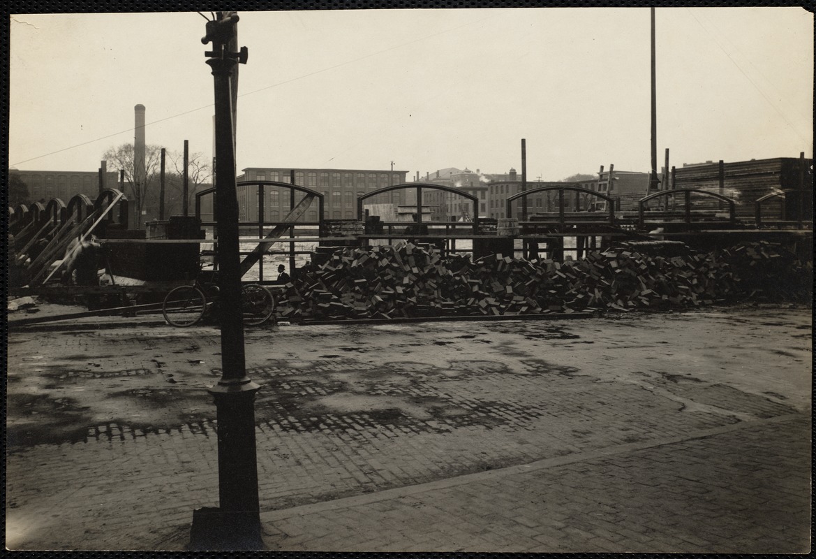 Site of new worsted mill, looking westerly from corner of Hampshire and Canal streets