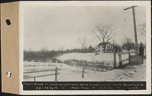 Pratt Brook, looking upstream above culvert under North Brookfield Road, drainage area = 7.6 square miles, Barre, Mass., Mar. 9, 1933