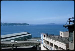 View from wharf buildings across water toward land, Seattle