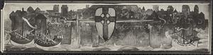 Photographic reproduction of the panel, "The city of Sarras," by Edwin Austin Abbey from the mural, "The quest and achievement of the Holy Grail," Boston Public Library