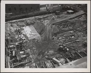 Construction of Boylston Building, Boston Public Library, excavation